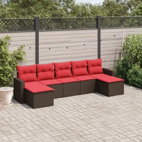 vidaXL 7 pcs conjunto de sofás jardim c/ almofadões vime PE castanho