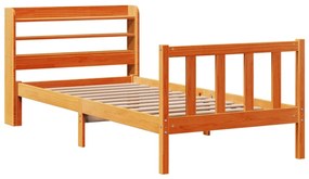 Estrutura cama c/ cabeceira 90x200 cm pinho maciço castanho-mel