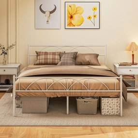 Cama de Casal 135x190 cm Estrutura de Ripas com Cabeceira de Ripas de