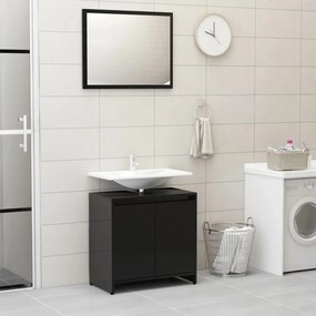 802658 vidaXL Conjunto móveis casa de banho contraplacado preto brilhante