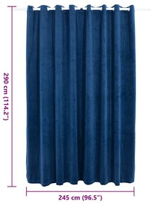 Cortina blackout c/ argolas metal 290x245 cm veludo azul-escuro