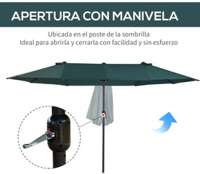 Chapéu de Sol Duplo 4,55x2,65x2,38 m Chapéu de Sol de Jardim com Maniv