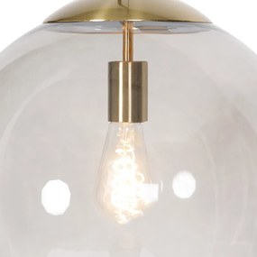 Candeeiro de suspensão moderno latão com vidro fumê 40 cm - Ball