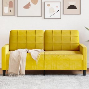 Sofá de 2 lugares veludo 140 cm amarelo