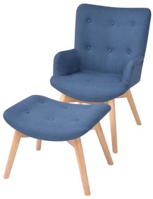 244663 vidaXL Poltrona com apoio para pés tecido azul