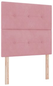 Cama Box Spring com Colchão Rosa 90x200 cm Veludo