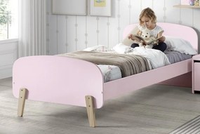 Cama infantil KIDDY (90x200) + estrado feita de MDF com pés em pinho maciço Rosa