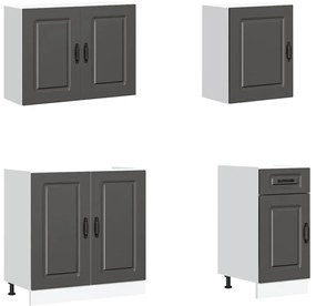 7 peças armário de cozinha conjunto Kalmar preto