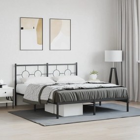 Estrutura de cama com cabeceira 160x200 cm metal preto