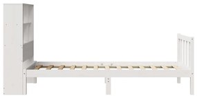 Cama com estante sem colchão 90x200 cm pinho maciço branco