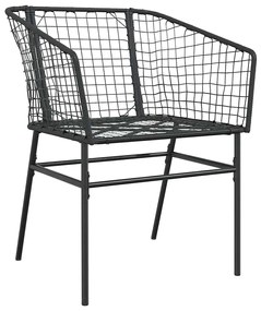 Conjunto de jantar jardim 9 peças vidro vime PE preto