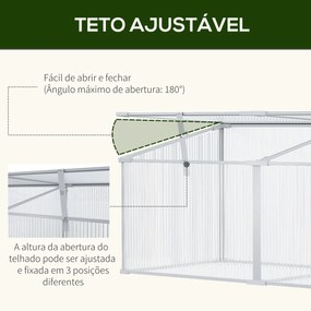 Outsunny Estufa de Jardim Alumínio Policarbonato Transparente Viveiro para Plantas Culturas 180x51x51cm