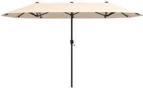Guarda-sol de 392 cm com dupla face, grande, tamanho duplo, com manivela e 12 varas resistentes para jardim Bege
