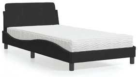 vidaXL Cama com colchão 100x200 cm veludo preto