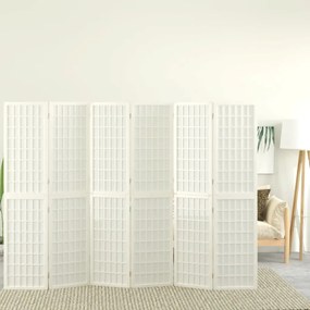 Biombo dobrável com 6 painéis estilo japonês 240x170 cm branco