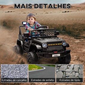 Carro Elétrico para Crianças Carro Elétrico Infantil UTV 12V com Velocidade Ajustável USB e Faróis  95x62,5x65 cm Preto