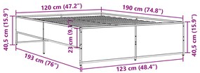 Estrutura de cama 120x190 cm derivados madeira/metal