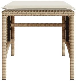 Sofá de jardim de 2 lugares com mesa e bancos vime PE bege