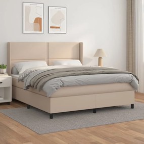 vidaXL Cama com molas/colchão 160x200 cm couro artificial cappuccino