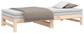 Sofá-cama de puxar 2x(75x190) cm madeira de pinho maciça