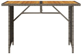 2 pcs conjunto de jantar p/ jardim c/ almofadões vime PE cinza