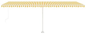 Toldo retrátil manual com LED 600x350 cm amarelo e branco