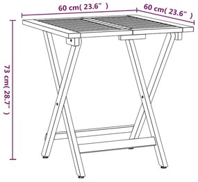 3 pcs conjunto de bistrô dobrável madeira de acácia maciça