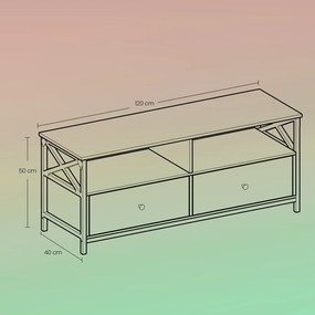 Móvel TV até 55 polegadas 120 x 40 x 50 cm castanho vintage-preto