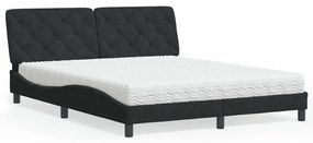 Cama com colchão 160x200 cm veludo preto