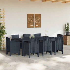 Conjunto de Jantar para Jardim 9 pcs Antracite Polipropileno