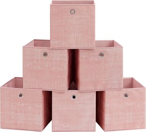 Conjunto de 6 caixas de arrumação 30 x 30 x 30 cm em rosa pastel