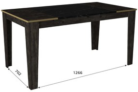 Mesa de Jantar "Veyron" – 145x85x76.2 cm – Preto, Preto Mármore e Dour