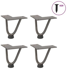vidaXL Pernas de grampo para mesa de centro 4 peças Aço natural 10 cm Aço maciço