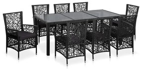 vidaXL 9 pcs conjunto de jantar para exterior vime PE preto
