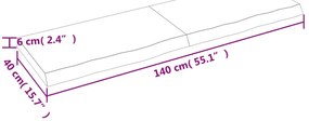 Tampo de mesa 140x40x(2-6) cm carvalho tratado castanho-escuro