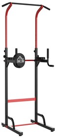 HOMCOM Torre de abdominais para Ginásio Ajustável em altura com tubo de aço de 6 furos Suporta até 120 kg 94x80,5x180-230 cm Preto