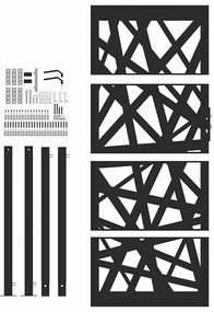 Portão de jardim 105x205 cm preto com luz em aço