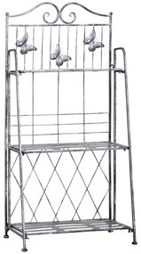Outsunny Suporte para Plantas Dobrável Suporte para Vasos de Plantas de 3 NĂveis com Estrutura de Metal 44x25x96 cm Prata