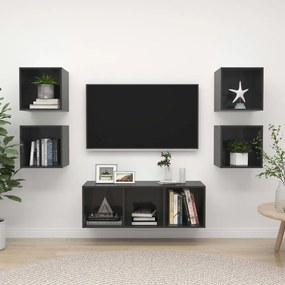 vidaXL 5 pcs conjunto móveis de TV derivados madeira cinza brilhante