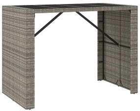 7 pcs conjunto de bar p/ jardim vime PE/acácia maciça cinzento