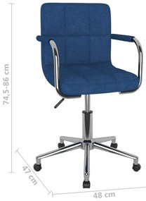 Cadeira de escritório giratória tecido azul