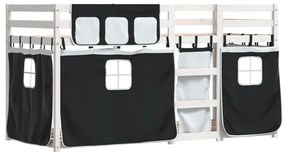 Beliche com cortinas 75x190 cm pinho maciço branco e preto