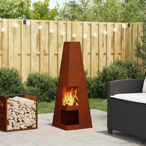 vidaXL Fire Pit Castanho 35 x 35 x 100 cm Aço Corten