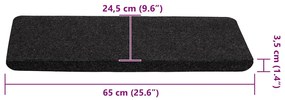 Tapetes de escada adesivos 30 pcs 65x24,5x3,5 cm preto