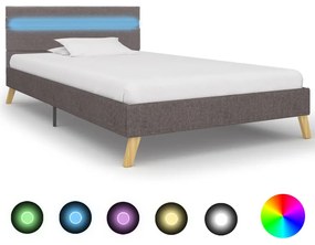 284847 vidaXL Estrutura de cama com LED 100x200 cm tecido cinzento-claro