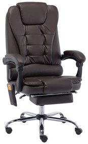 vidaXL Cadeira escritório c/ função massagem couro artificial castanho