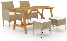5 pcs conjunto de jantar para jardim bege