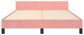 Estrutura cama c/ cabeceira sem colchão 140x200 cm veludo rosa