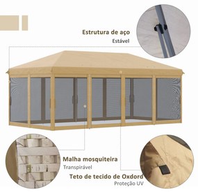 Outsunny Tenda para Festas 6x3 m Tenda de Jardim com 6 Mosquiteiros Bo