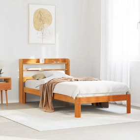 vidaXL Cama sem colchão 90x200 cm pinho maciço castanho-mel